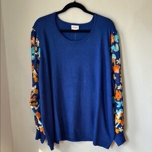 Floral Sleeve Blue Top